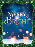 Festive winter background with gold lettering reading 